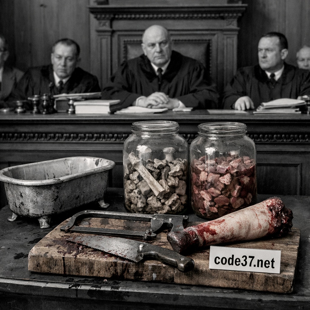 The charred bone fragments and pieces of flesh in the preserving jar